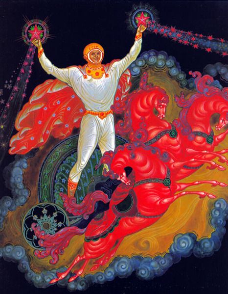 The only thing that is cosmic here is the helmet, but otherwise it is a classic fairy tale picture.