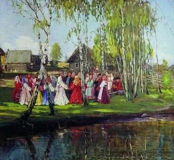 Russian round dance khorovod in painting3 Russian round dance khorovod in painting3